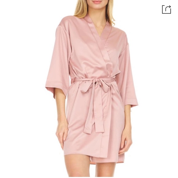 Victoria's Secret Other - FLORA NIKROOZ Victoria Satin Short Robe In Smokey Rose